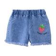 thumbnail image 1 of LYMAYTER Girls Jeans Shorts for Kids Baby Summer Denim Hot Pants Toddler Printed Casual Shorts 1-6 Years, 1 of 10