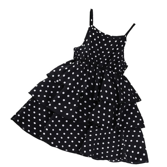 LYMAYTER Girls Kids Cotton Dresses Summer Halter Beach Tutu Skirt Toddler Prints Princess Dresses 3-12 Years