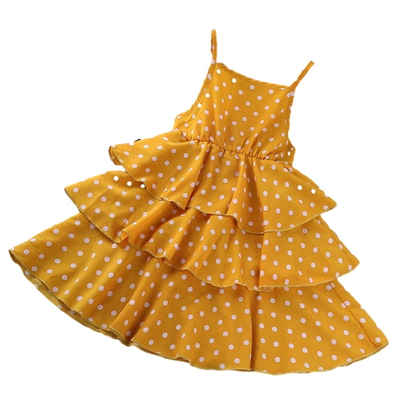 LYMAYTER Girls Kids Cotton Dresses Summer Halter Beach Tutu Skirt Toddler Prints Princess Dresses 3-12 Years