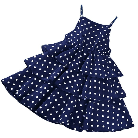 LYMAYTER Girls Kids Cotton Dresses Summer Halter Beach Tutu Skirt Toddler Prints Princess Dresses 3-12 Years