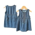 thumbnail image 1 of LYMAYTER Girls Kids Toddler Sleeveless Denim A-Line Dress Comfortable Cute Denim Dress 2-10Y, 1 of 8