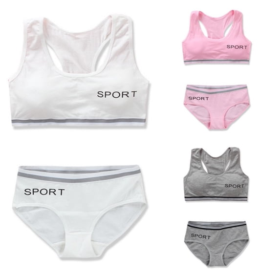 LYMAYTER Girls Lightweight Breathable Cotton Training Bra Set Elastic Soft Everyday Underwear