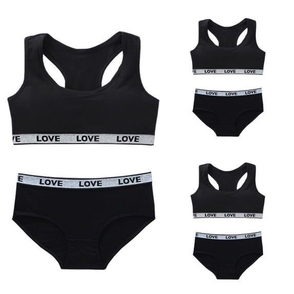 LYMAYTER Girls Lightweight Seamless Sports Bra Panty Set Starter Training Underwear for Girls