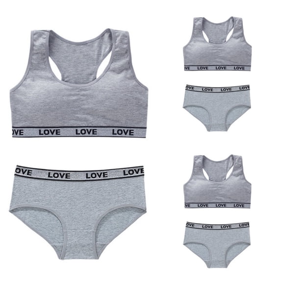 LYMAYTER Girls Lightweight Seamless Sports Bra Panty Set Starter Training Underwear for Girls