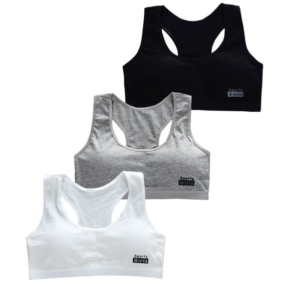 LYMAYTER Girls Training Bras for Teen Seamless Racerback Bras Double Lined Breathable No Padding Everyday