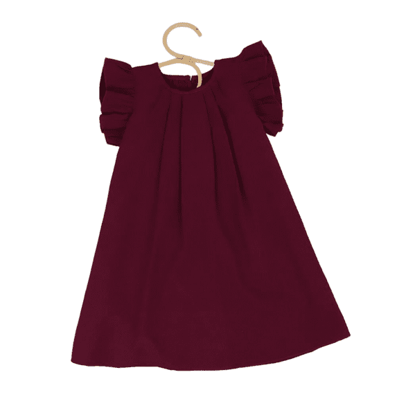 LYMAYTER Girls Ruffle Sleeveless Dress Toddler Pleated A Line Soft Dress Summer Breathable Casual Wear