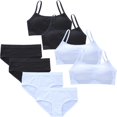 thumbnail image 1 of LYMAYTER Girls Comfortable Cotton Cami Bralette Set Soft Stretchy Matching Bra and Panty for Girls, 1 of 8
