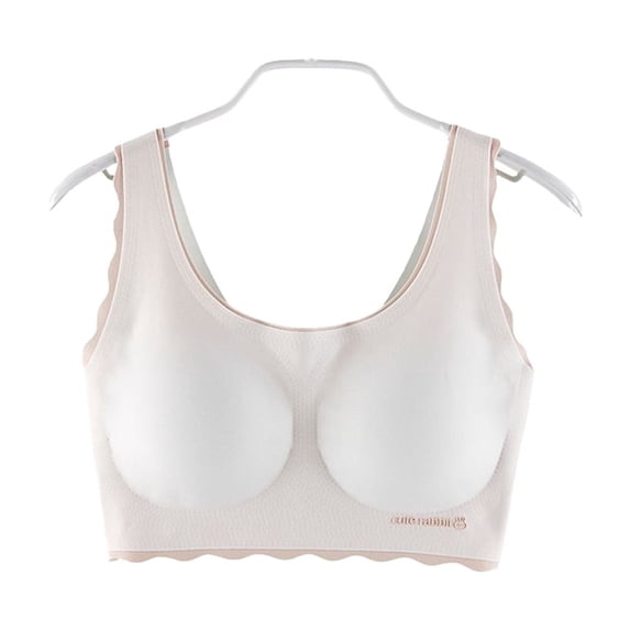LYMAYTER Girls Soft Training Bras Kids Seamless Breathable Comfortable First Bra Double Lined 12-15Y