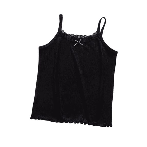 LYMAYTER Girls Solid Color Lace Crew Neck Tank Tops Slim Sleeveless Camisole Soft Summer Undershirts 4-14Y