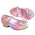 thumbnail image 1 of LYMAYTER Girls Sparkle Party Mary Jane Shoes Pink Folwer Princess Low Heel Dress Shoes for Kids Toddler, 1 of 8