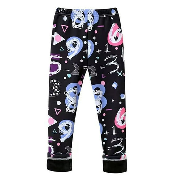 LYMAYTER Girls Spring Fall Pants for Kids Toddler Printed Leggings Pants Teen milk Silk Bottoms Trousers 3-12 Years