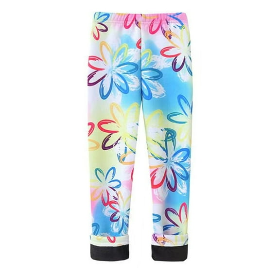 LYMAYTER Girls Spring Fall Pants for Kids Toddler Printed Leggings Pants Teen milk Silk Bottoms Trousers 3-12 Years