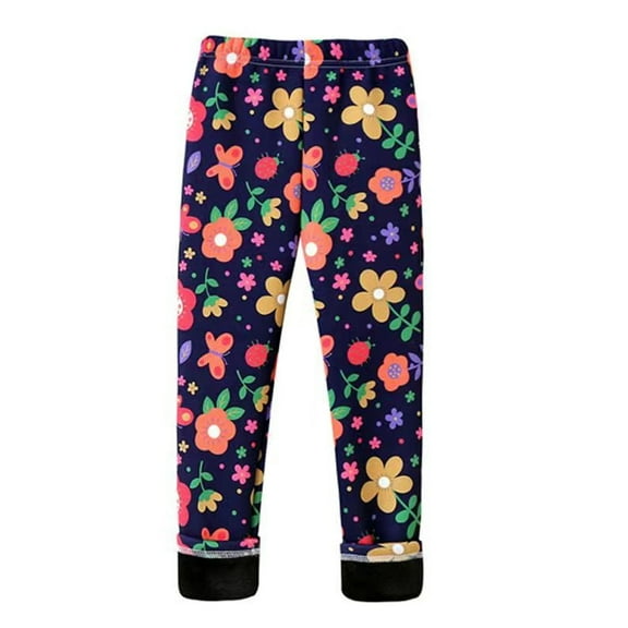 LYMAYTER Girls Spring Fall Pants for Kids Toddler Printed Leggings Pants Teen milk Silk Bottoms Trousers 3-12 Years