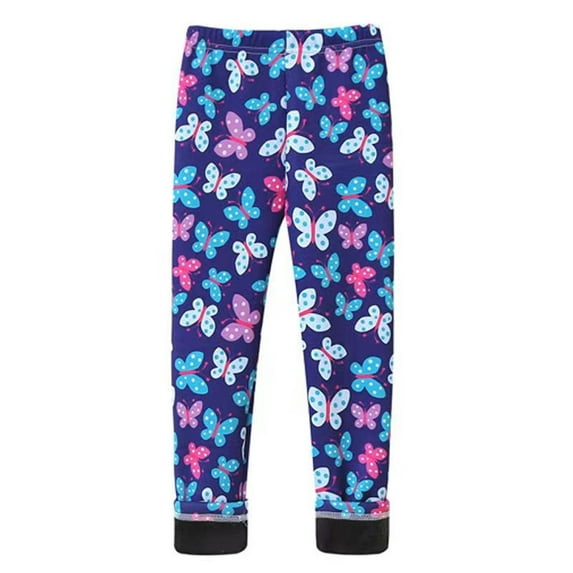 LYMAYTER Girls Spring Fall Pants for Kids Toddler Printed Leggings Pants Teen milk Silk Bottoms Trousers 3-12 Years