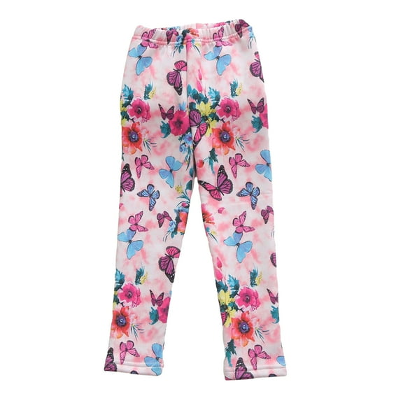 LYMAYTER Girls Spring Fall Pants for Kids Toddler Printed Leggings Pants Teen milk Silk Bottoms Trousers 3-12 Years