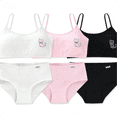 thumbnail image 1 of LYMAYTER Girls Breathable Cotton Underwear Set Classic Solid Training Cami Bra Comfort Brief, 1 of 8