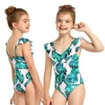 thumbnail image 1 of LYMAYTER Girls Summer Swimsuits Toddler Kids Printed Halter One Piece Bathing Suit Beach Bikin Swimwear Size 4-8 T, 1 of 9