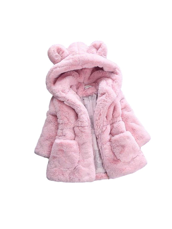 Toddler Girls Wool Sweater Cotton Jacket Ears Thickened Sandwich Cotton Coats Kids Clothing Fall Winter Sweater Outerwear for 1-7Y