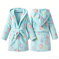 thumbnail image 1 of LYMAYTER Girls Warm Fleece Robe Toddler Girls Soft Hooded Bathrobe Cute Graphic Flannel Pajamas Robe for 1-7Y Kids, 1 of 10