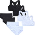 thumbnail image 1 of LYMAYTER Girls Youth Girls Soft Seamless Bra Panty Set Breathable Lightweight Sports Training Outfit, 1 of 8