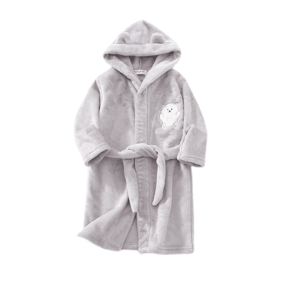 LYMAYTER Hooded Bathrobe for Boys Girls Soft Coral Pajamas Toddler Kids Unisex Dressing Robe 1-12Y