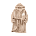 thumbnail image 1 of LYMAYTER Hooded Bathrobe for Boys Girls Soft Coral Pajamas Toddler Kids Unisex Dressing Robe 1-12Y, 1 of 6