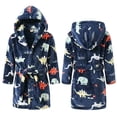 thumbnail image 1 of LYMAYTER Hooded Robe for 1-7Y Kids Boys Soft Fleece Bathrobe Boys Mid Length With Belt Robe Pajamas Cartoon Print, 1 of 10