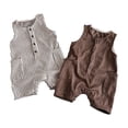 thumbnail image 1 of LYMAYTER ‌Infant Baby Boys Girls Sleeveless Button Down Jumpsuit Striped Romper Summer Fall Wear‌ 3-24M, 1 of 8