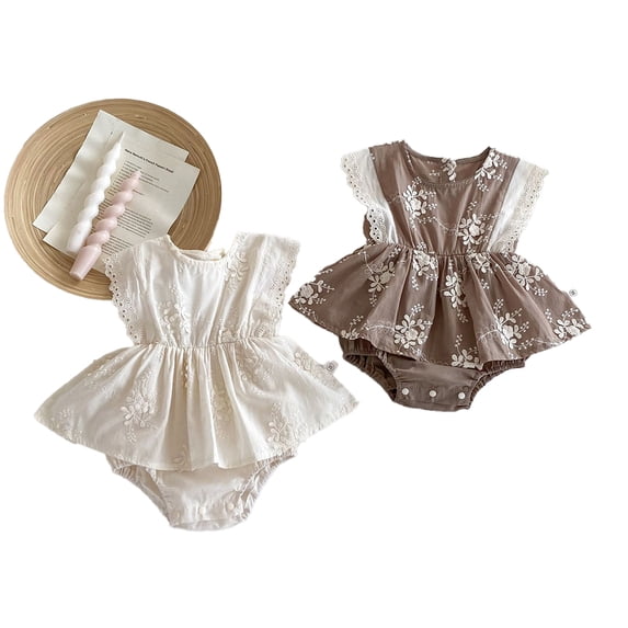 LYMAYTER Infant Baby Girl Summer Dress Romper Sleeveless Floral Print Ruffle Onesie 3M-24M