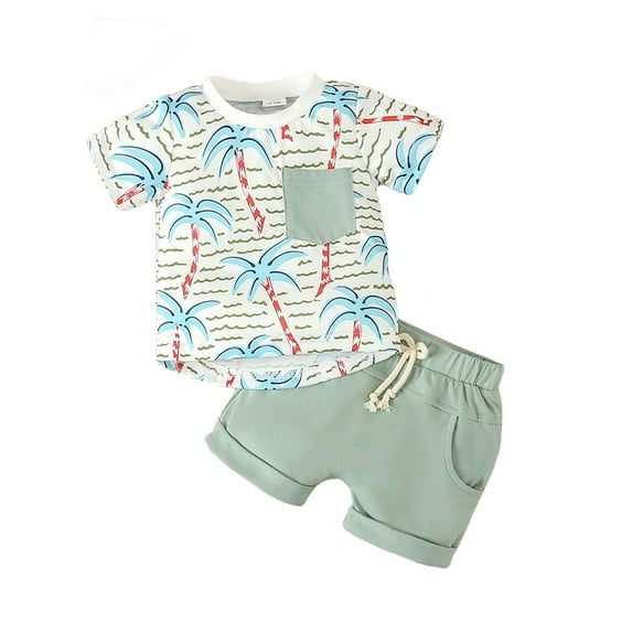 LYMAYTER Infant Boys Cotton T-Shirt Outfit Baby Summer Short Sleeve Tee + Shorts Set for 0-3 T