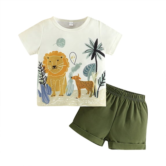 LYMAYTER Infant Boys Cotton T-Shirt Outfit for Kids Baby Short Sleeve Tees Tops +Summer Shorts Set 2PCS 9 M-4 T