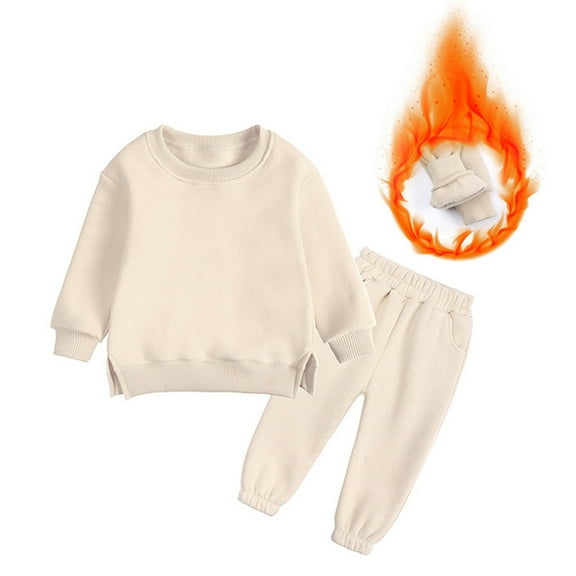 LYMAYTER Infant Boys Girls Sweatshirt Outfit Toddler Fleece Long Sleeve Sweatsuit   Sweat Pants 1 Set for 12 Months-7 Years