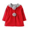 thumbnail image 1 of LYMAYTER Infant Cotton Jacket Kids Girls Hooded Mid-Length Outerwear Spring Fall Winter Cute Coat for 6 Months- 4 Years, 1 of 8