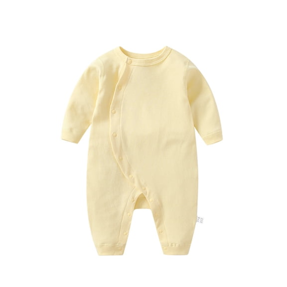 LYMAYTER Infant Cotton One-Piece Newborn Soft Long Sleeve Romper Unisex Spring Fall Crawling Clothes for 0-24 Months