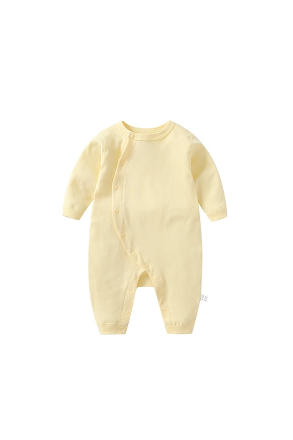 LYMAYTER Infant Cotton One-Piece Newborn Soft Long Sleeve Romper Unisex Spring Fall Crawling Clothes for 0-24 Months