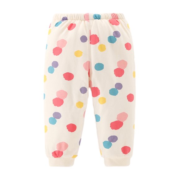 LYMAYTER Infant Cotton Pants Kids Girls Elastic Waist Warm Trousers Fall Winter Solid Color Thickened Pants for 6 Months-3 Years