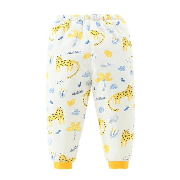 LYMAYTER Infant Cotton Pants Kids Girls Elastic Waist Warm Trousers Fall Winter Solid Color Thickened Pants for 6 Months-3 Years