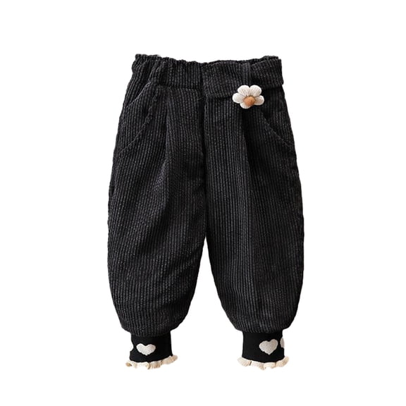 LYMAYTER Infant Girls Cotton Pants for Kids Baby Winter Corduroy Trousers Little Girls Thickened Casual Pants for 6 Months -4 Years