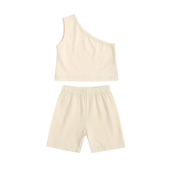 LYMAYTER Infant Girls Halter T-Shirt Outfit 2PCS Kids baby Sleeveless Tees Tops and Shorts Set for 12 Months-3 Years
