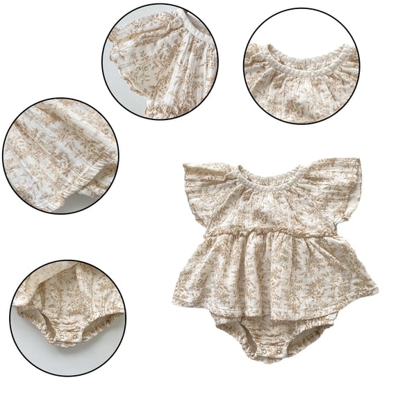 LYMAYTER Infant Girls Newborn Smocked Bubble Romper Western Style Short Sleeve Wear 3M-24M