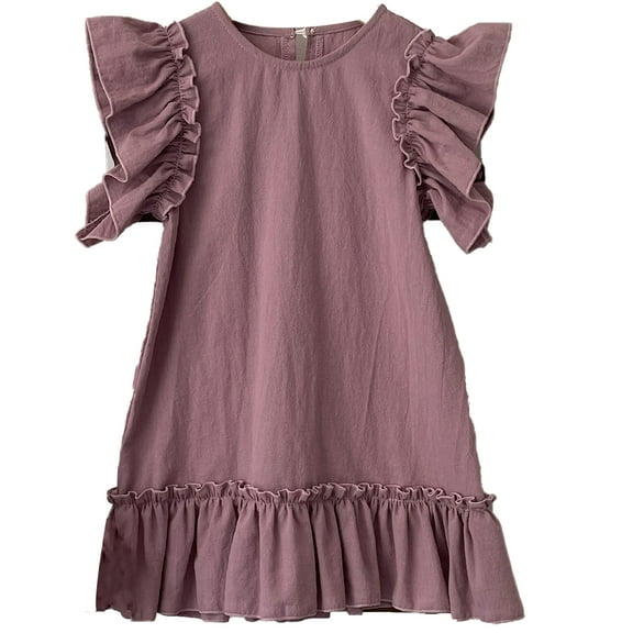 LYMAYTER Infant Girls Princess Dresses for Kids Baby Ruffle Sleeveless Dress Summer Casual Dress 6 Months - 6 Years