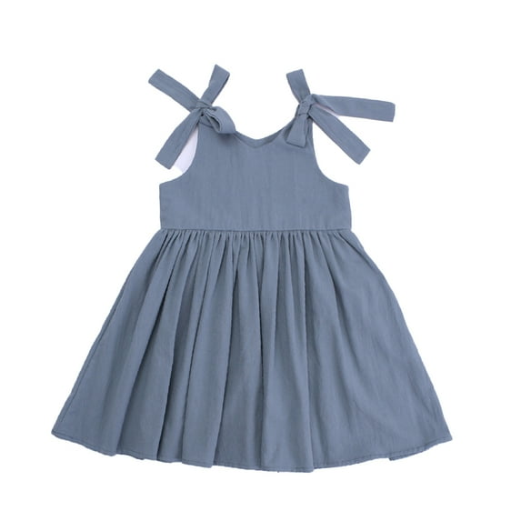 LYMAYTER Infant Girls Princess Dresses for Kids Baby Sleeveless Halter Dress Summer Solid Colour Casual Dress for 6 Months - 6 Years