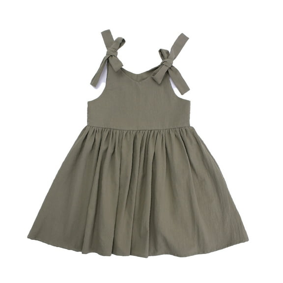 LYMAYTER Infant Girls Princess Dresses for Kids Baby Sleeveless Halter Dress Summer Solid Colour Casual Dress for 6 Months - 6 Years