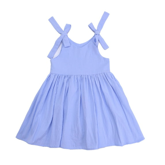 LYMAYTER Infant Girls Princess Dresses for Kids Baby Sleeveless Halter Dress Summer Solid Colour Casual Dress for 6 Months - 6 Years