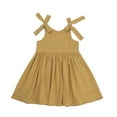 thumbnail image 1 of LYMAYTER Infant Girls Princess Dresses for Kids Baby Sleeveless Halter Dress Summer Solid Colour Casual Dress for 6 Months - 6 Years, 1 of 9