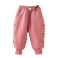 thumbnail image 1 of LYMAYTER Infant Jogger Pant Girls Elastic Waist Thickened Sweat Pants Baby Fall Winter Fleece Trousers for 6 Months-4 Years, 1 of 9