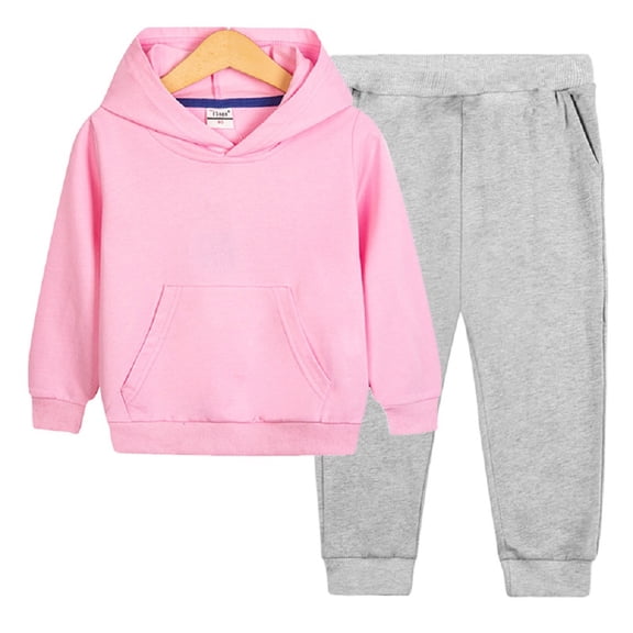 LYMAYTER Infant Kids Fall Winte Sweatshirt Outfits 2PCS Boys Girls Hoodie Pullover Tops + Solid Color Pants Set for 18M-8Y