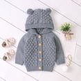 thumbnail image 1 of LYMAYTER Infant Knit Hoodie Newborn Solid Colours Long Sleeve Sweaters for Kids Boys Girls Cardigan Jacket 3-12 Months, 1 of 10