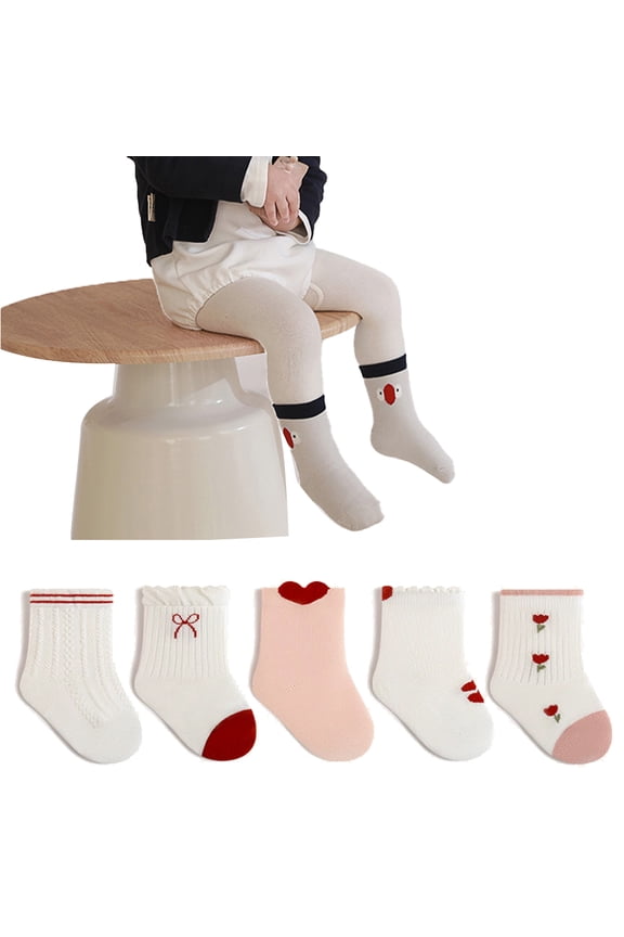 Infant Toddler 5-Pack Socks Mid-Calf Soft Unisex for Baby Boys Girls 0-5 Years