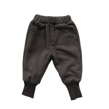 LYMAYTER Infant Unisex Fleece Pants Boys Girls Solid Color Thickened Trousers Toddler Elastic Waist Casual Pants for 3 Months - 7 Years